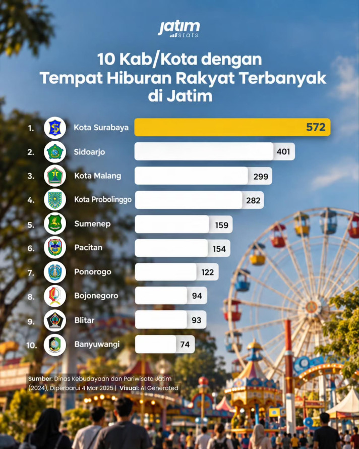 10 Kab/Kota dengan Tempat Hiburan Rakyat Terbanyak di Jatim - 1