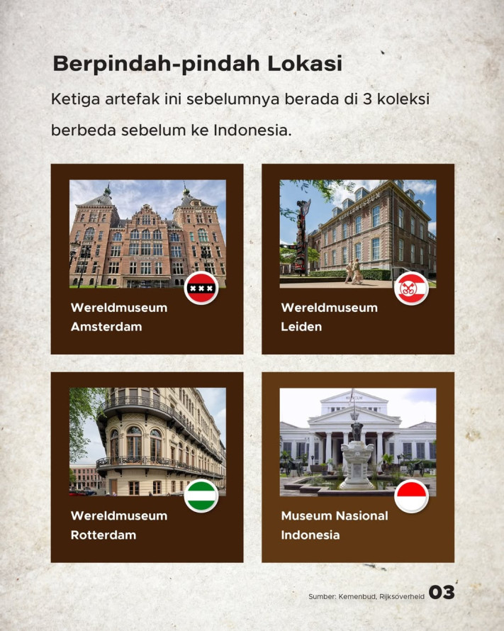 3 Artefak Indonesia Pulang Kampung: Arca Shiva, Prasasti Damalung, Al-Qur'an Teuku Umar