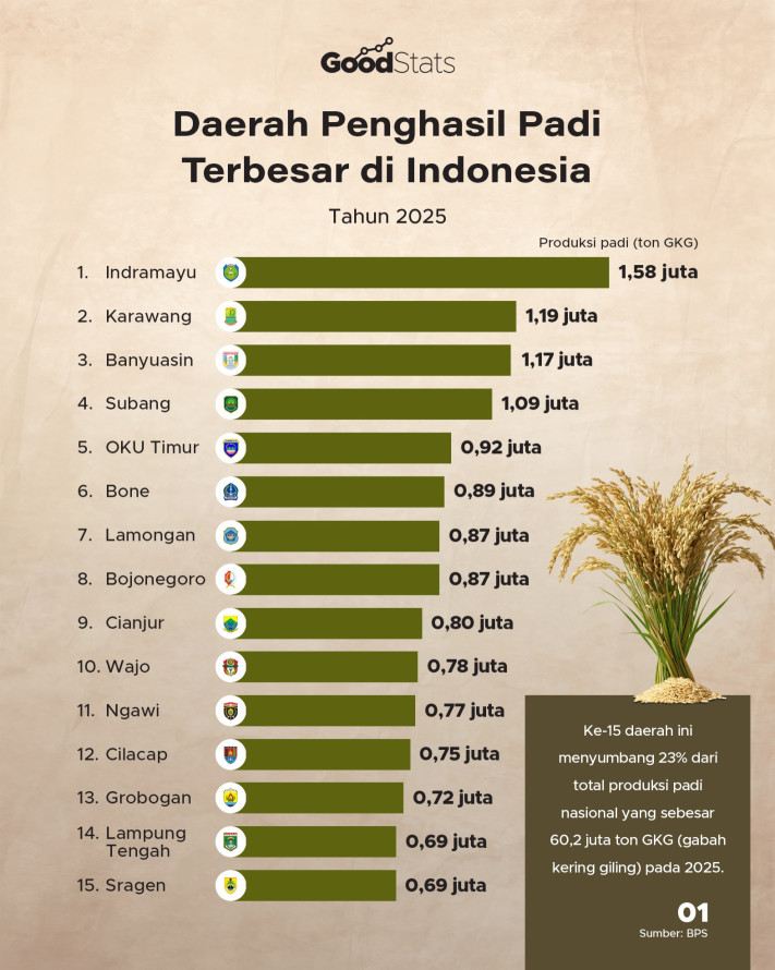 Daerah Penghasil Padi Terbesar di Indonesia 2025 - 1