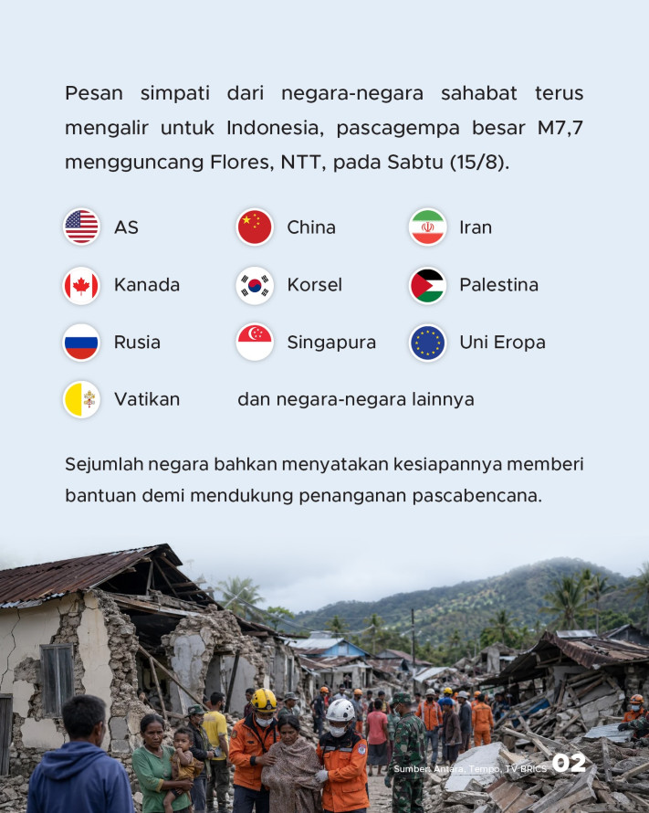 Pesan Simpati Dunia untuk Gempa NTT, China-Uni Eropa Nyatakan Siap Bantu - 2
