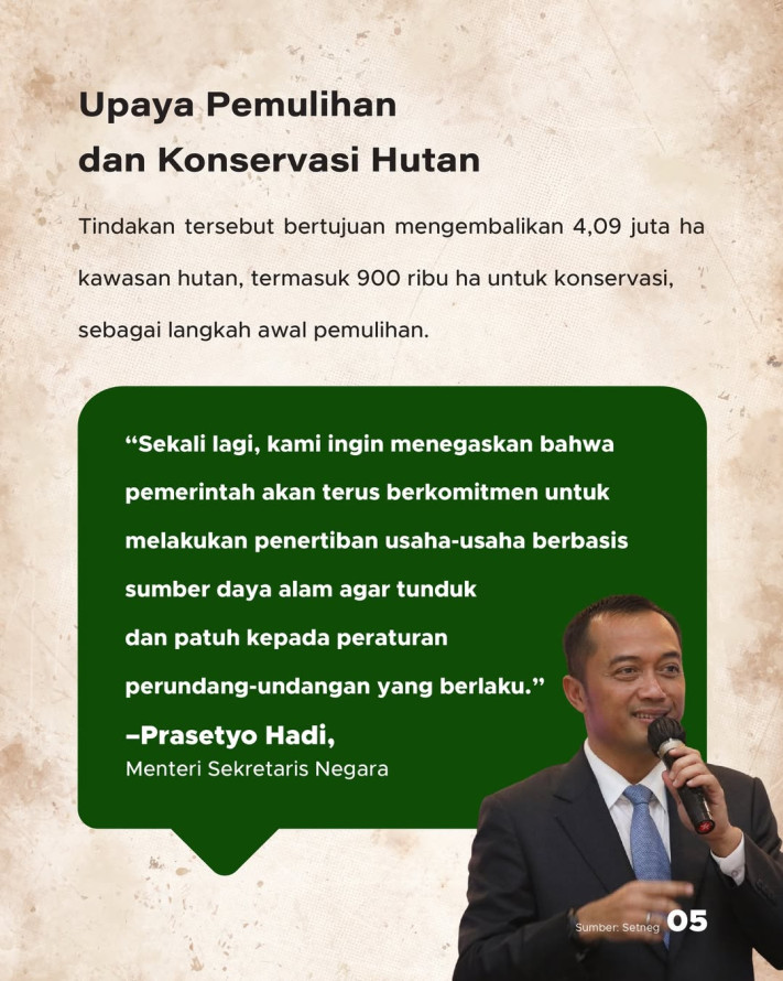 Presiden Cabut Izin 28 Perusahaan Terindikasi Perusak Lingkungan di Sumatra